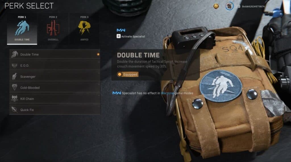 double time, overkill and amped perks