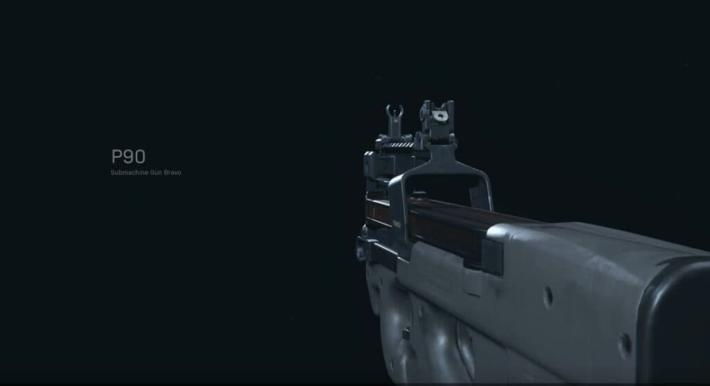 P90 in Warzone Gunsmith preview mode