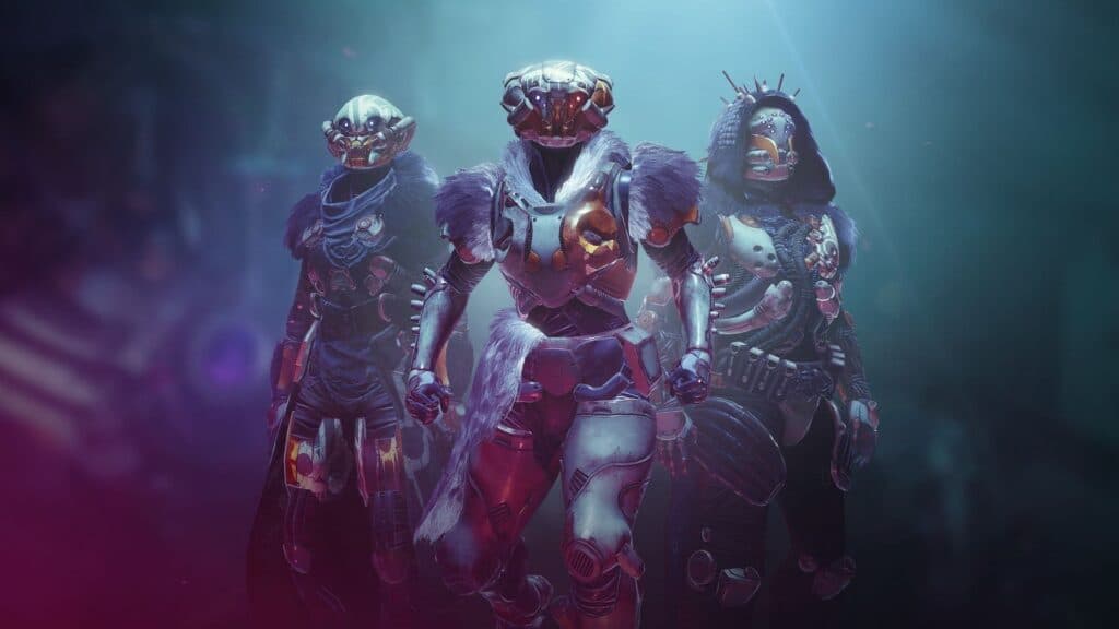 three destiny 2 characters standing together
