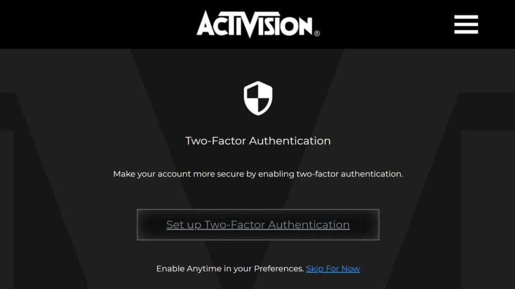 call of duty two-factor authentication