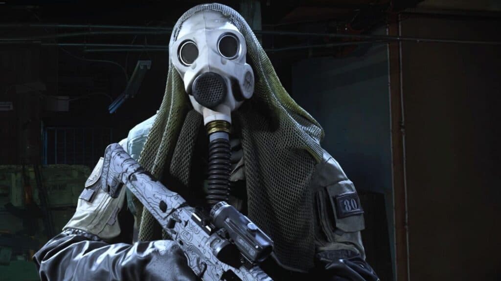 cod warzone operator wearing a gas mask