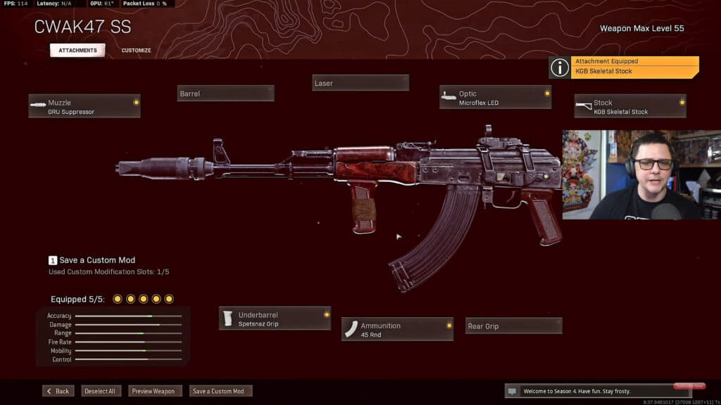 JGOD's sniper support Ak-47 loadout for Warzone Season 4