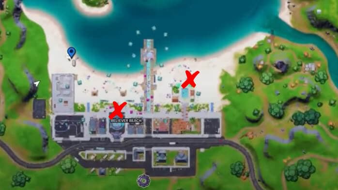 Where to place Fortnite boomboxes at Believer Beach
