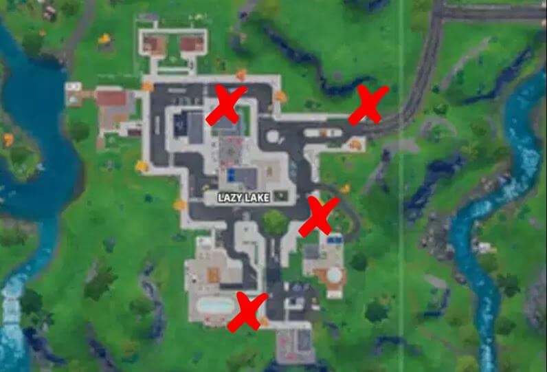 Where to place Fortnite welcome signs at Lazy Lake