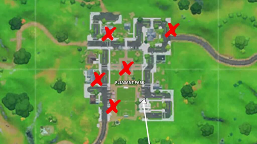 Where to place Fortnite welcome signs in Pleasant Park 