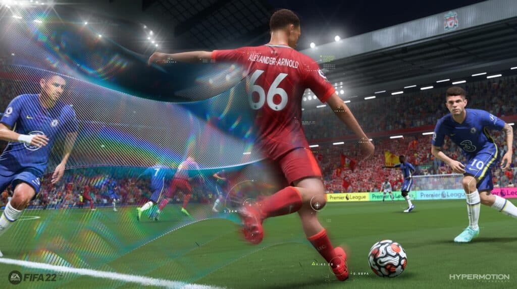 FIFA 22 defender passing the ball