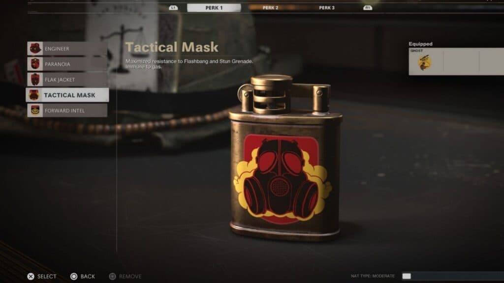 tactical mask perk in cold war