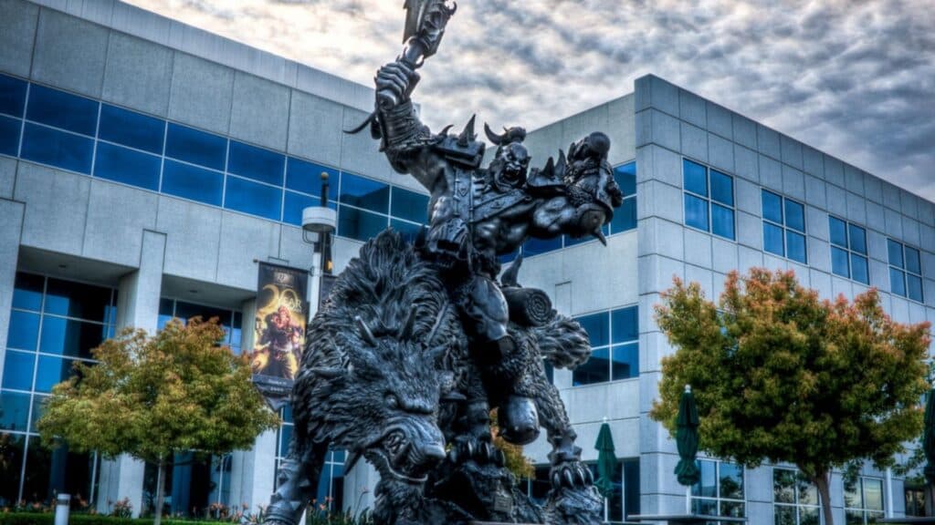 world of warcraft statue outside blizzard hq