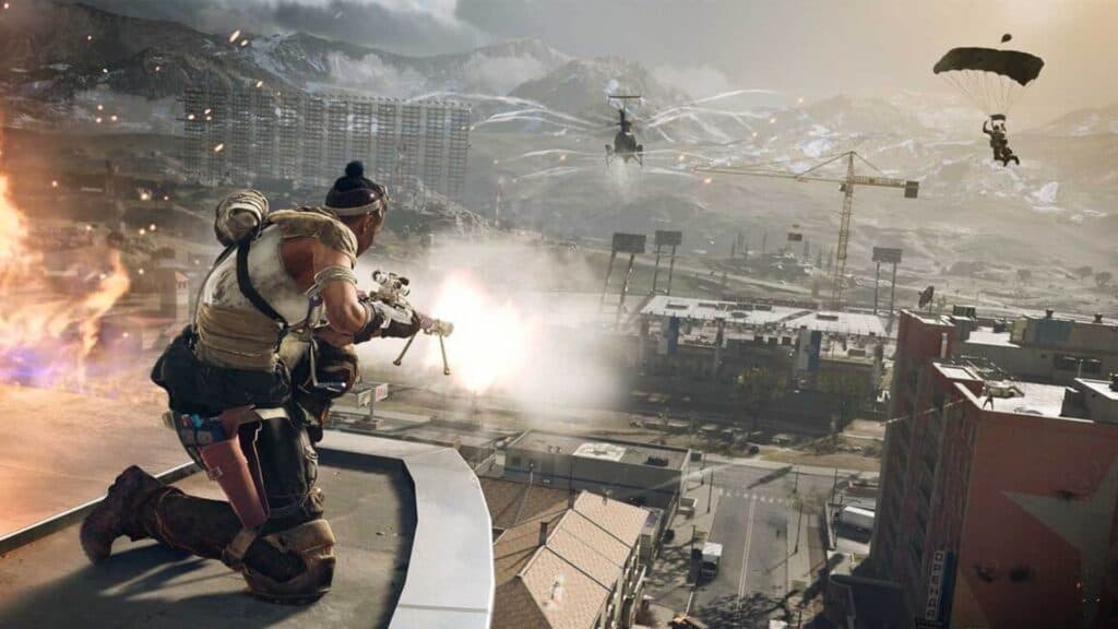 player sniping on warzone rooftop