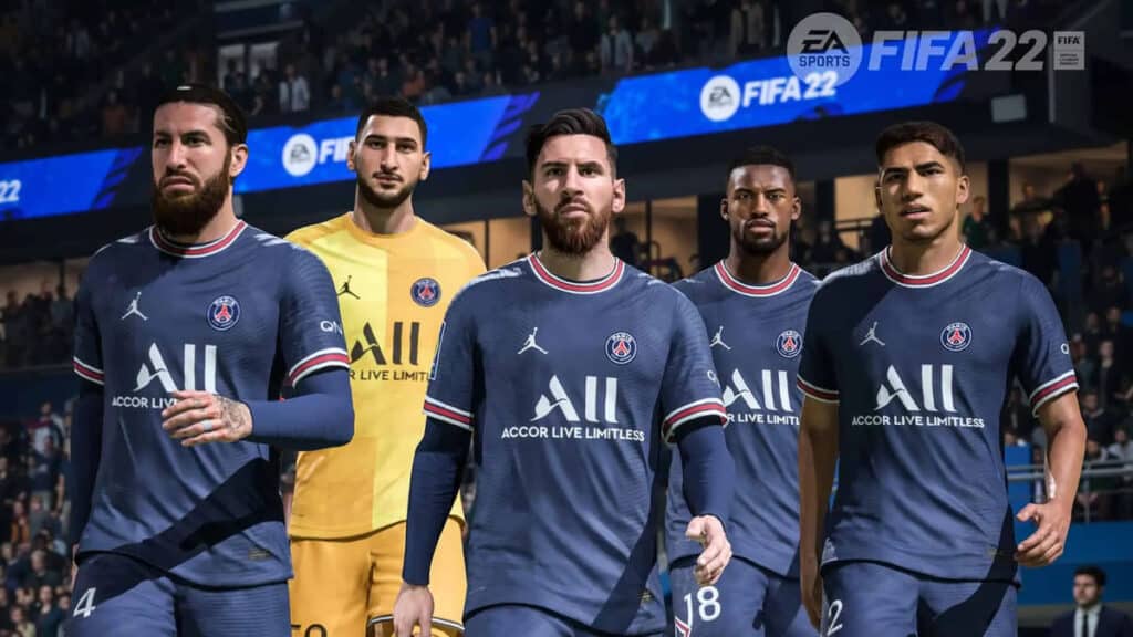 FIFA 22 PSG players in a line