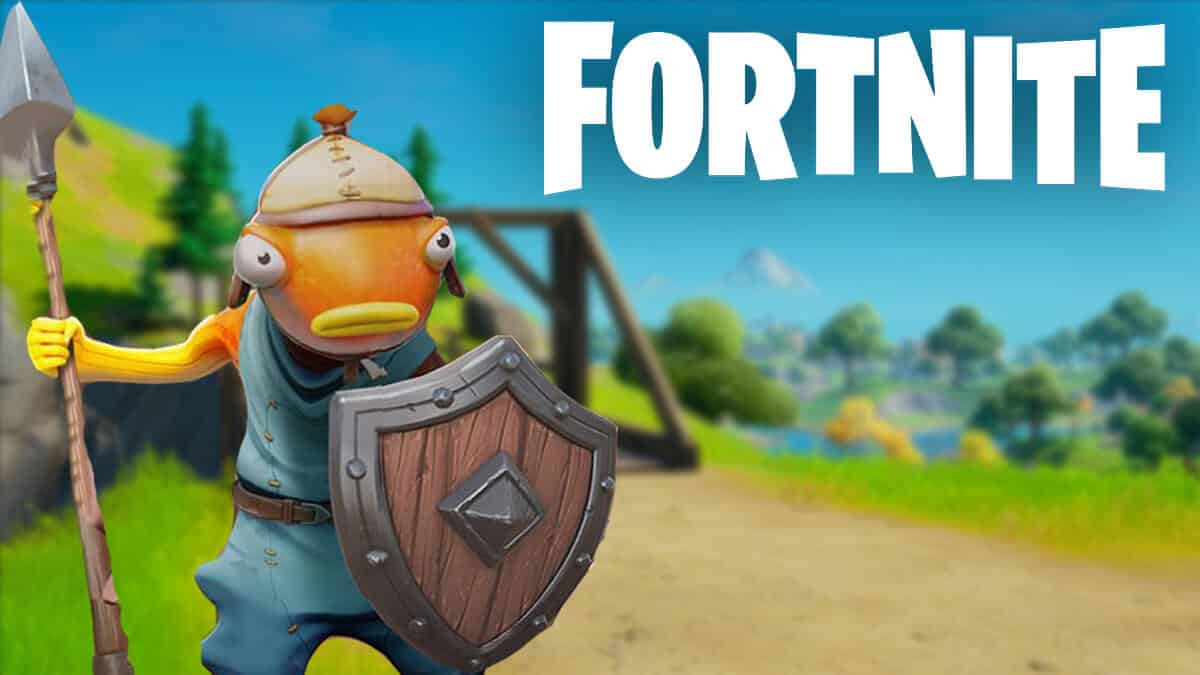 Fishstick with a spear and a shield in Fortnite