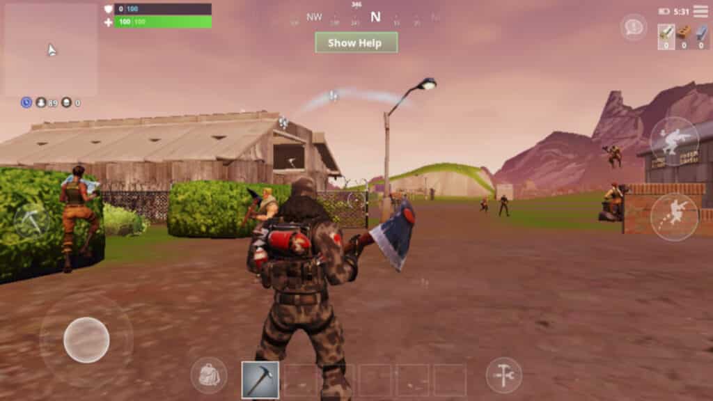 Fortnite character with footstep indicators