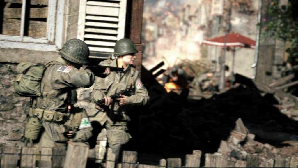 Hell Let Loose players fighting in Carentan