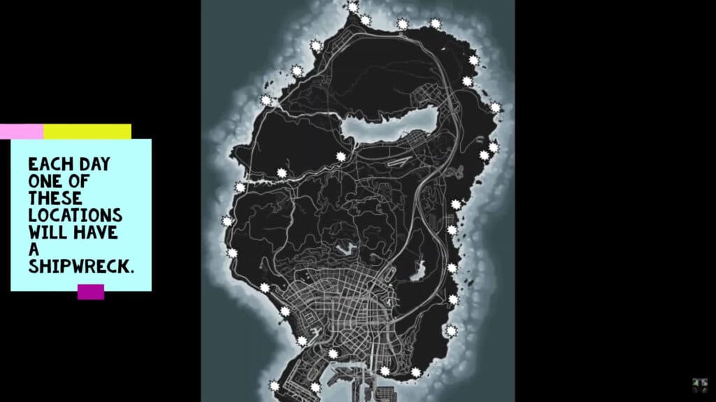 GTA Online shipwreck locations map