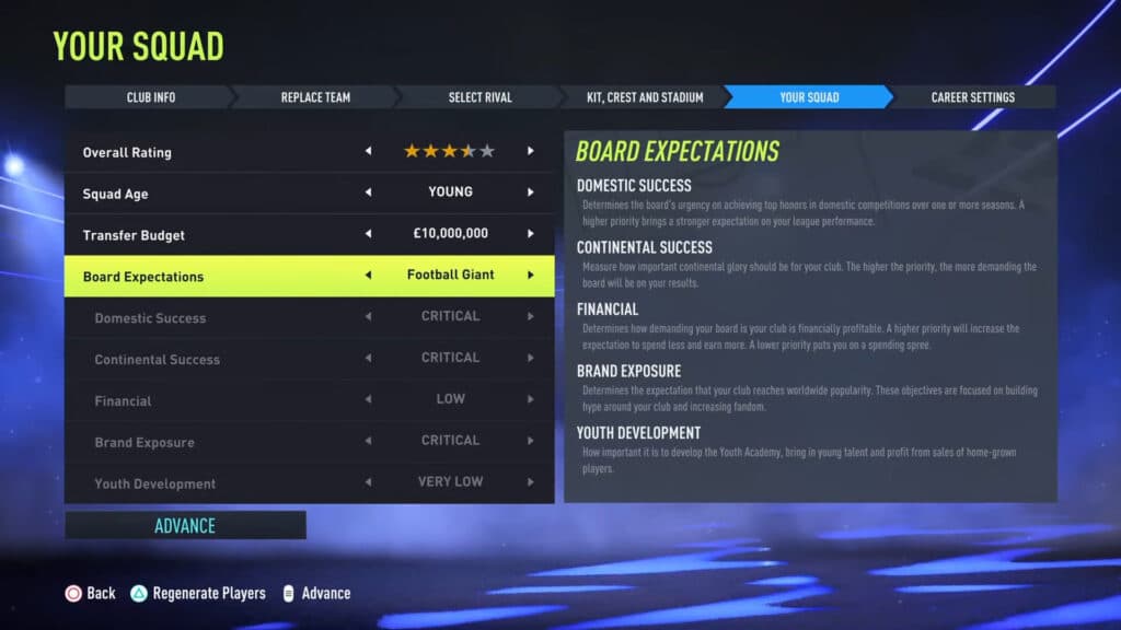 FIFA 22 Career Mode Menu