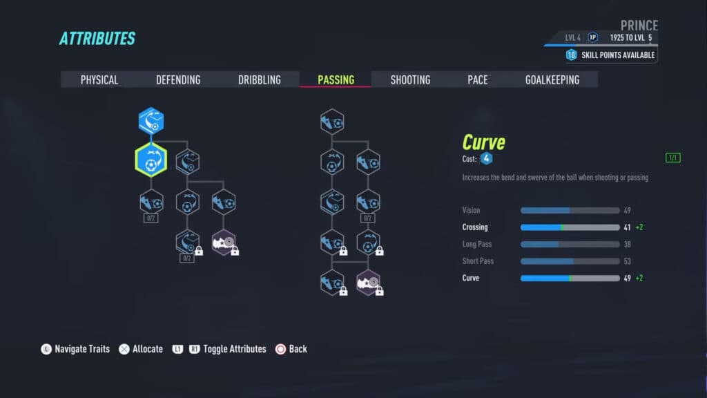 Player Career skill tree