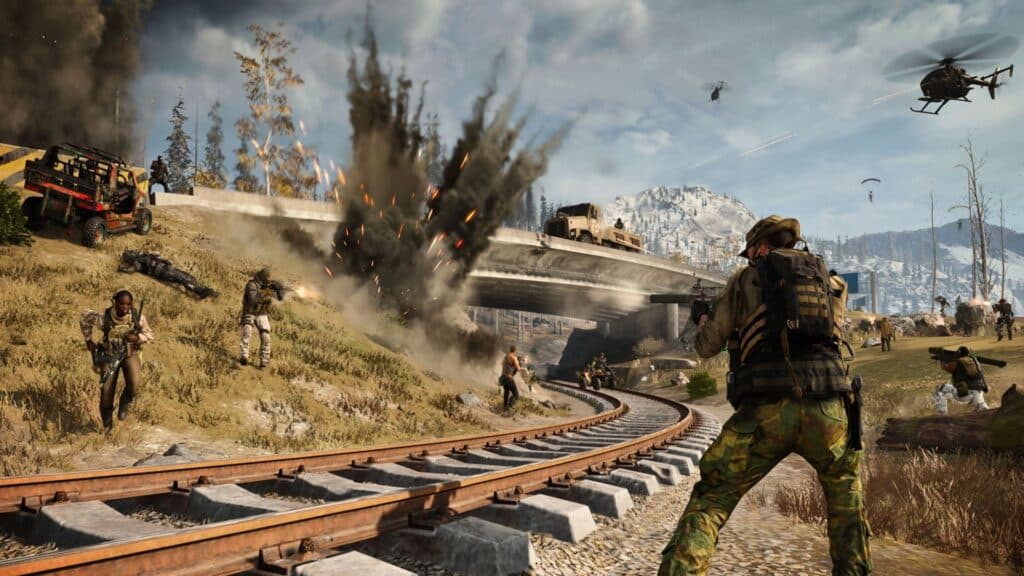 Warzone players fighting near railway