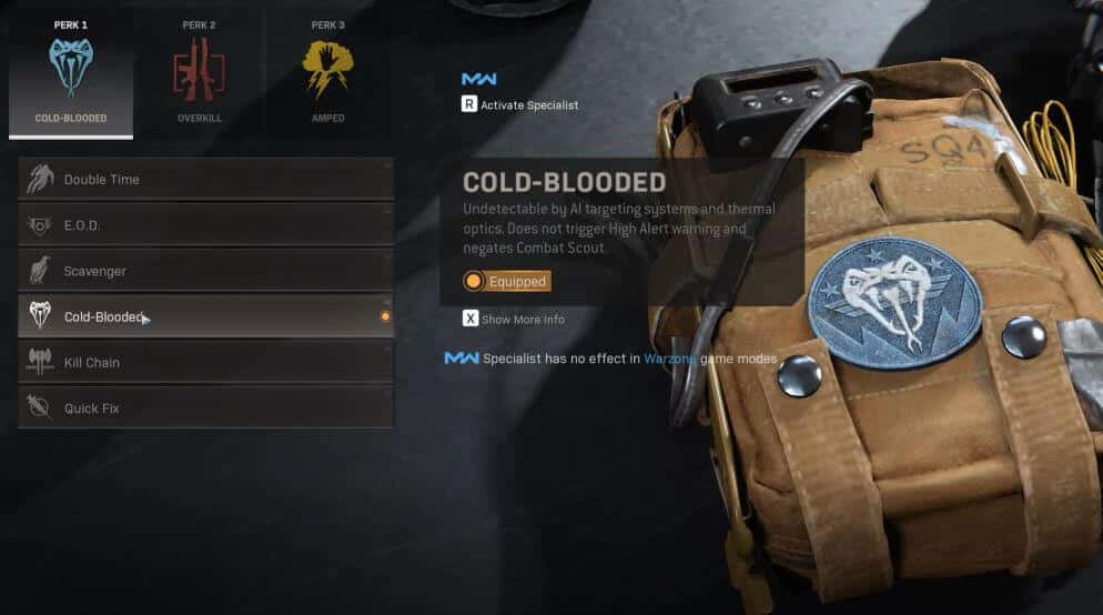 Warzone Cold Blooded Perk to use with M91