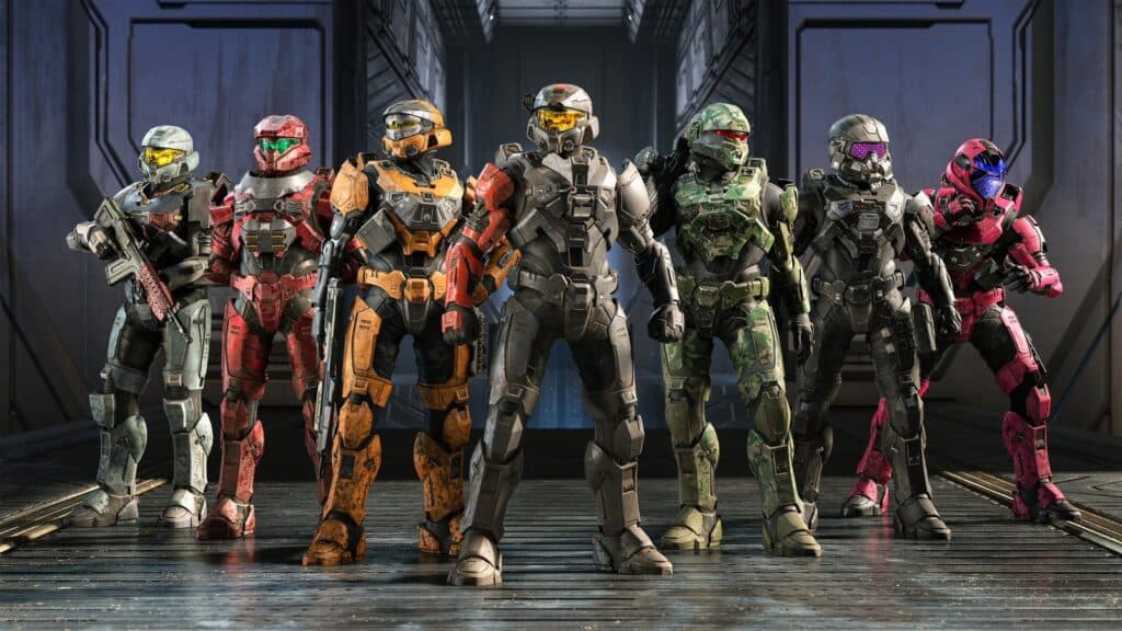 Halo Infinite characters standing in a line