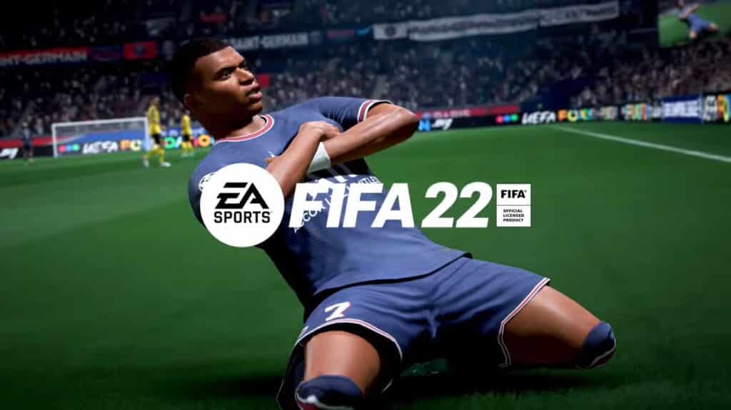 Mbappe sliding on his knees in FIFA 22
