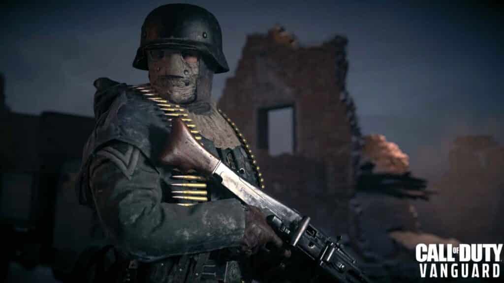 cod vanguard soldier holding an mg42