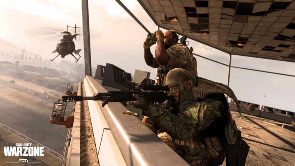 Call of Duty Warzone players sniping from Airport ATC tower
