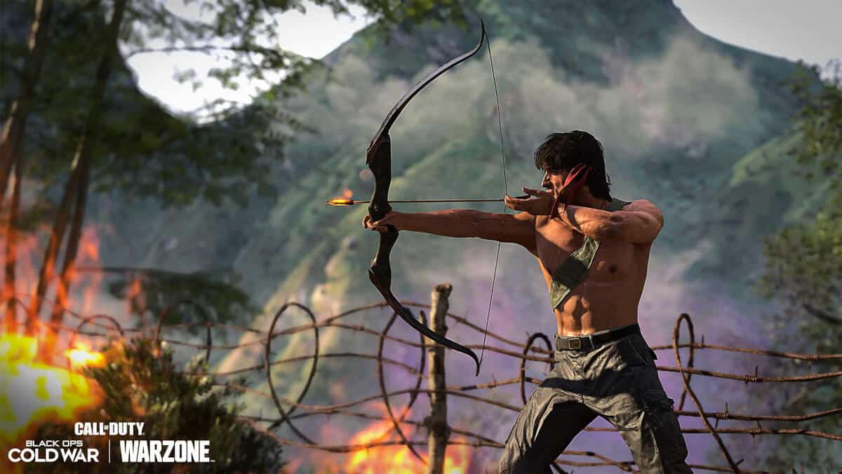 Rambo holding Combat Bow in Warzone