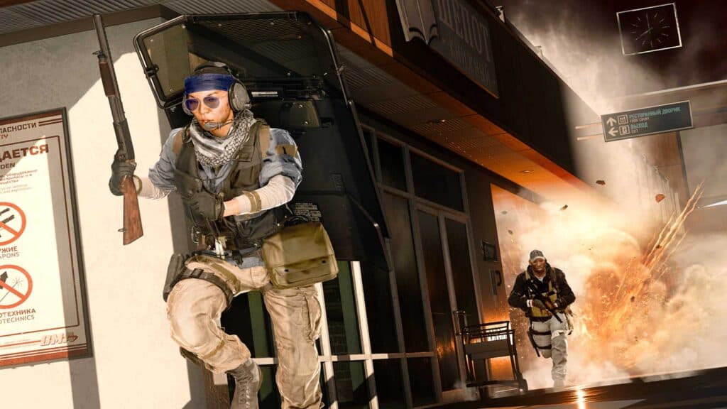 Player using Riot Shield in Call of Duty Warzone