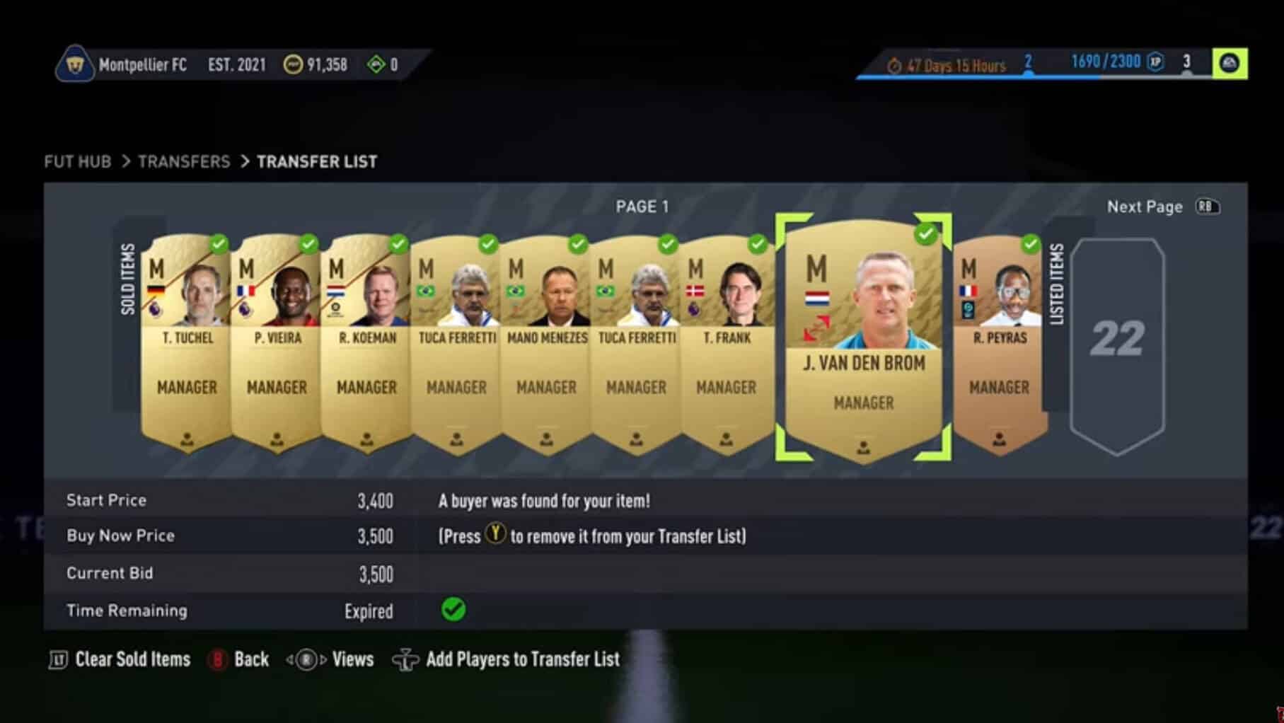 FIFA 22 Transfer list screenshot
