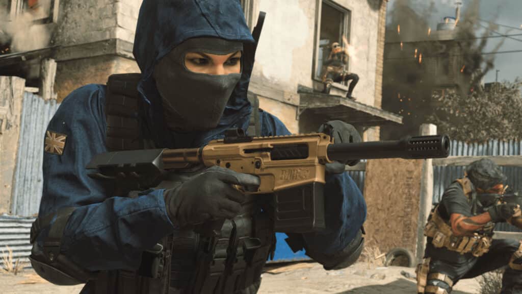 Modern Warfare Operator holding VLK Rogue Shotgun