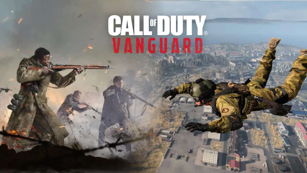 Vanguad and Warzone screenshots with Vanguard logo