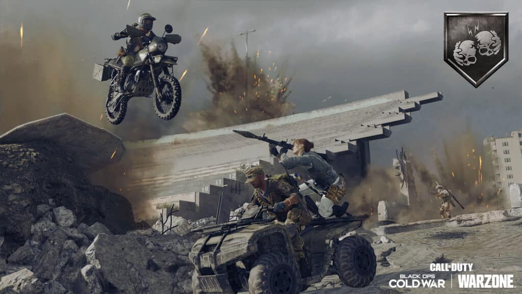 Warzone players riding quad bike