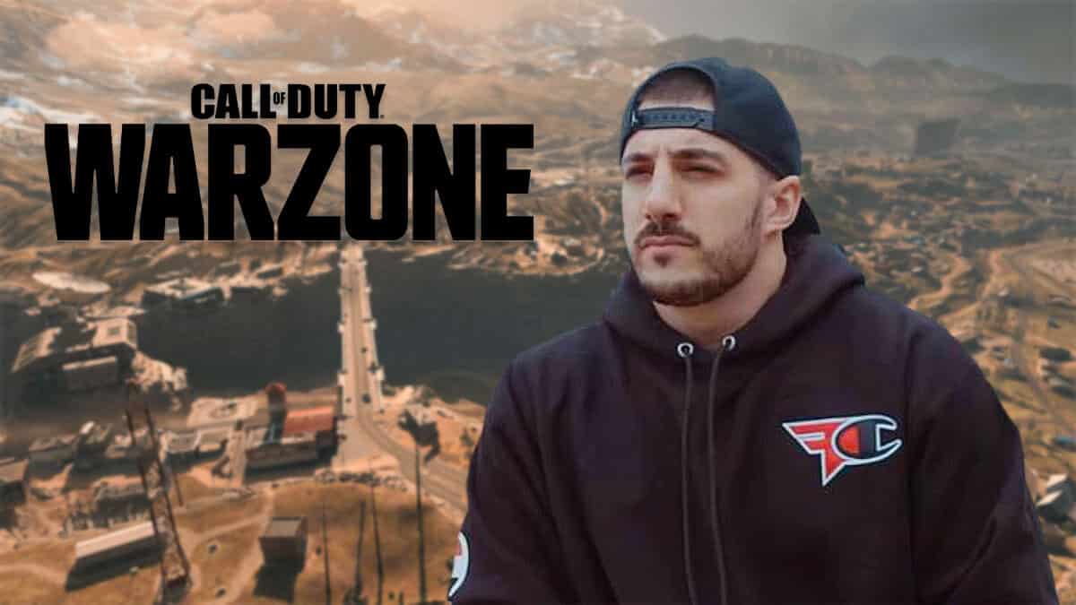 nickmercs in front of Warzone background