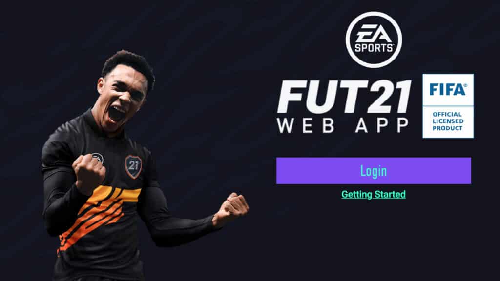 FIFA 21 Web App login screen