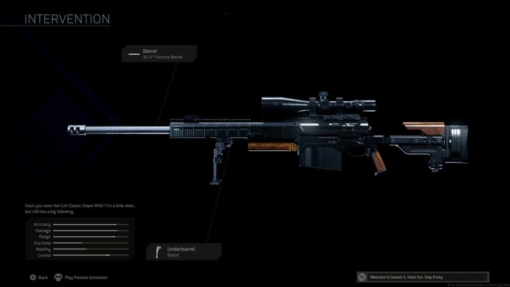 Warzone Intervention Sniper Rifle