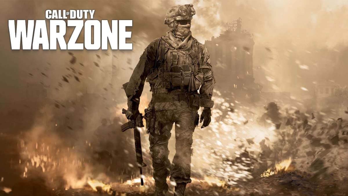 Warzone Logo over Modern Warfare 2 character