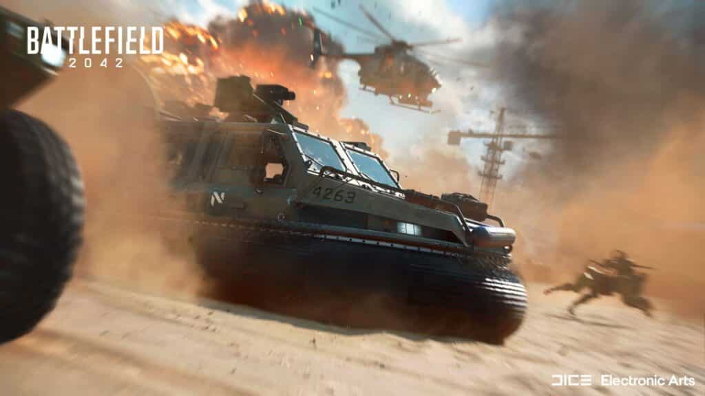 Battlefield 2042 player driving transport vehicle