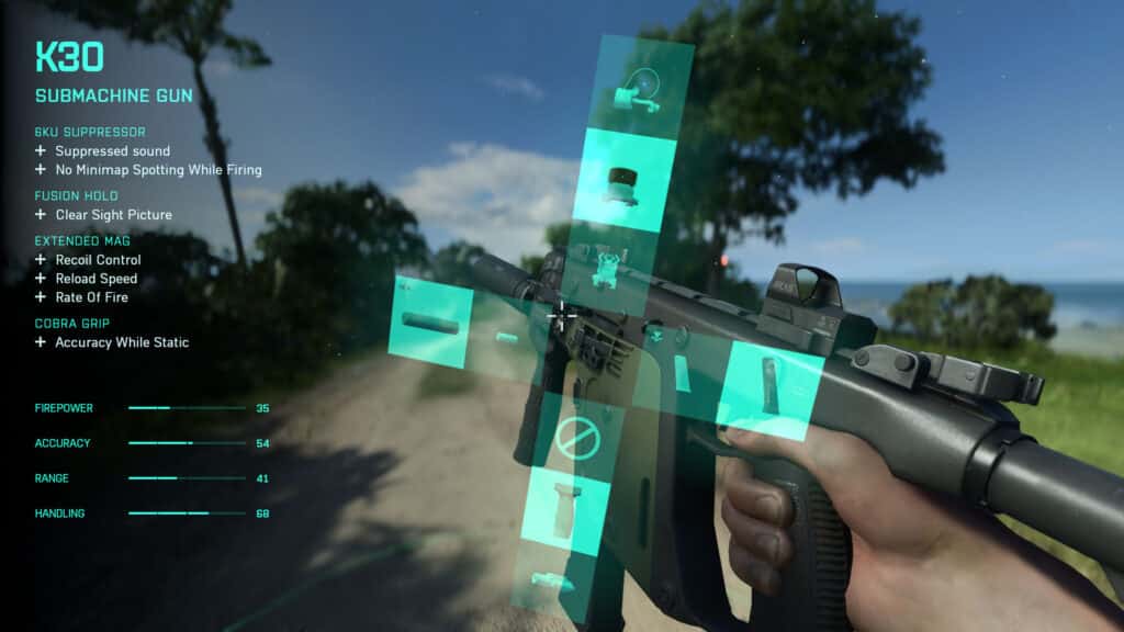 Battlefield 2042 K30 SMG plus system in-game 