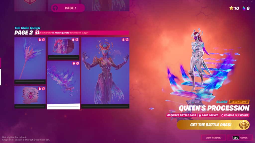 Fortnite Cube Queen Battle Pass rewards page 2