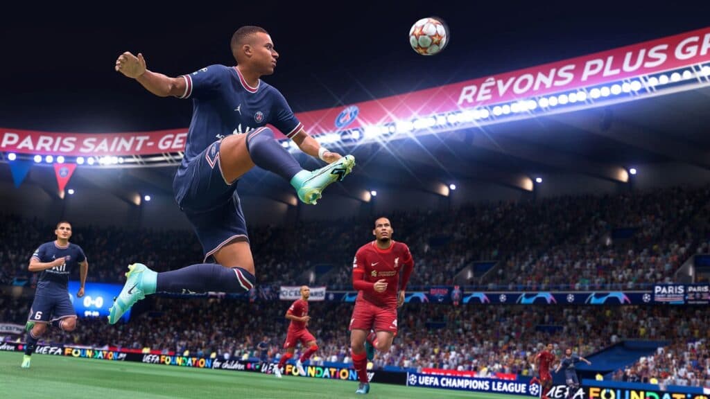 mbappe controlling a pass in fifa 22