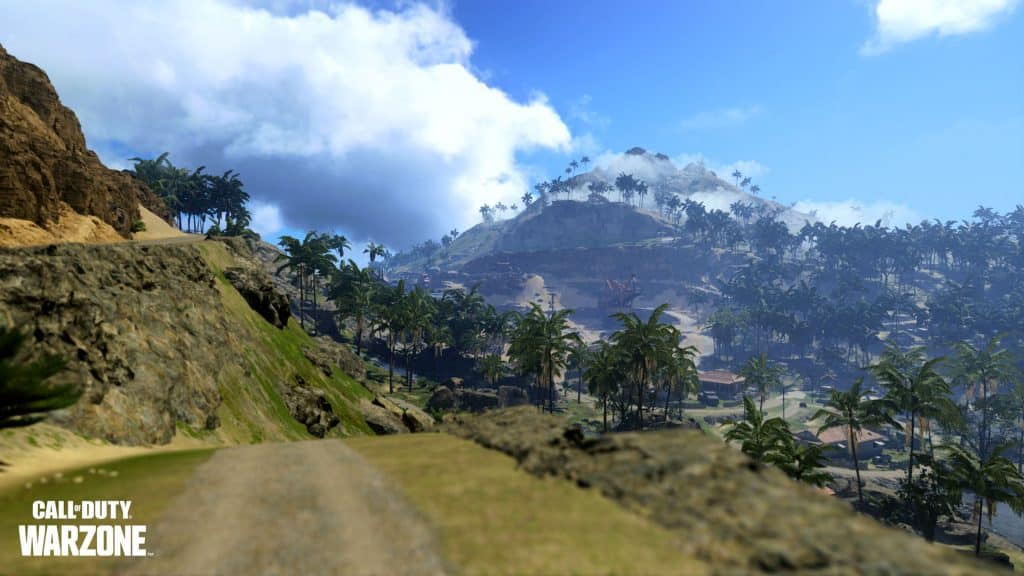 Warzone Pacific map with mountain in background