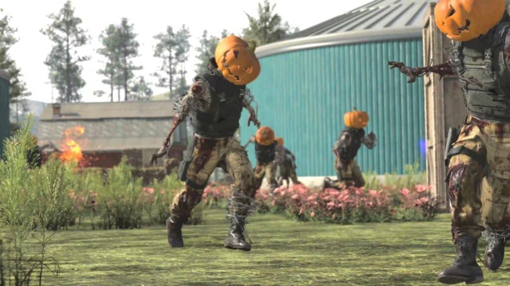 Zombies with pumpkins on their heads in Black Ops Cold war