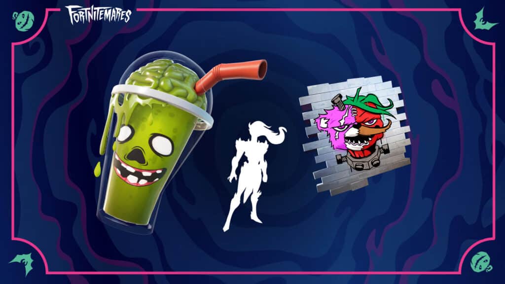 Thinking Juice Back Bling, a Cube Queen Banner, and the Cuddle Scream Leader Spray in Fortnite