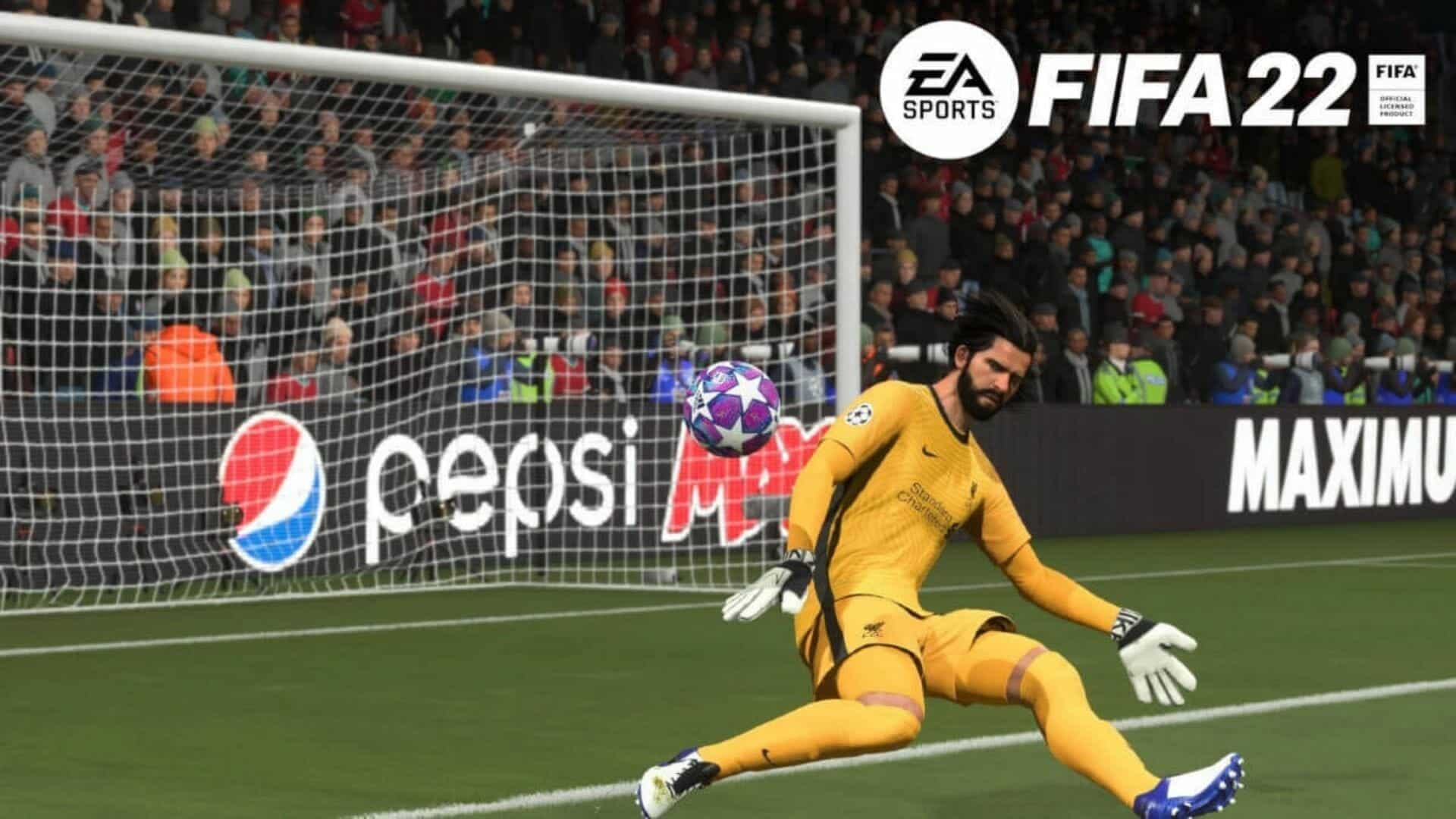alisson making a save in fifa 22