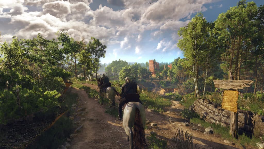 Geralt riding horse in Witcher 3