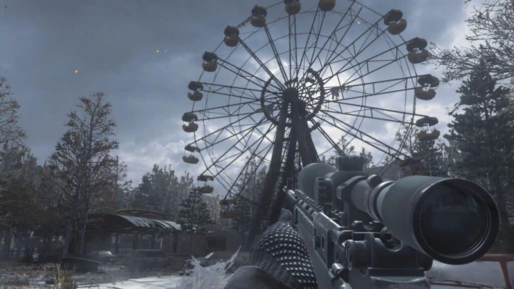 player looking at chernobyl wheel in cod4
