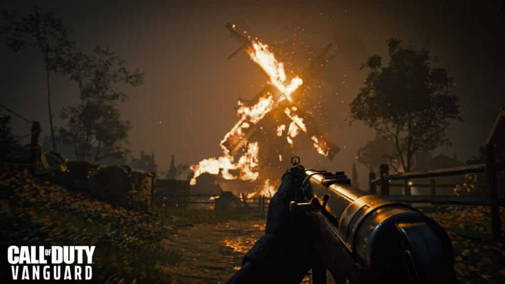 player approaching a windmill with mp-40