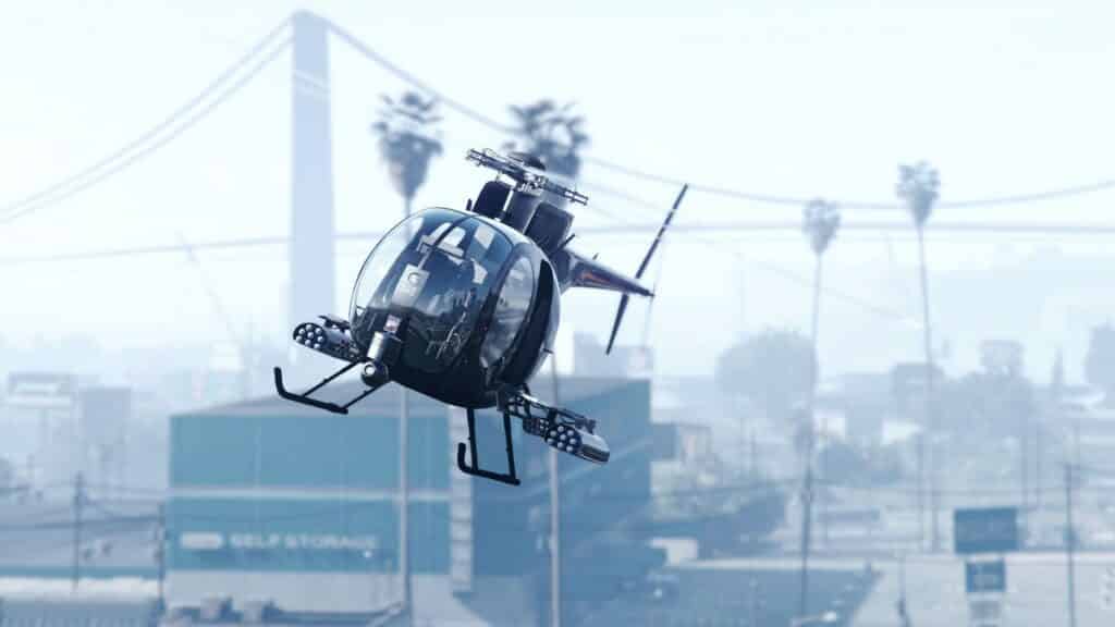 a helicopter flying in gta online