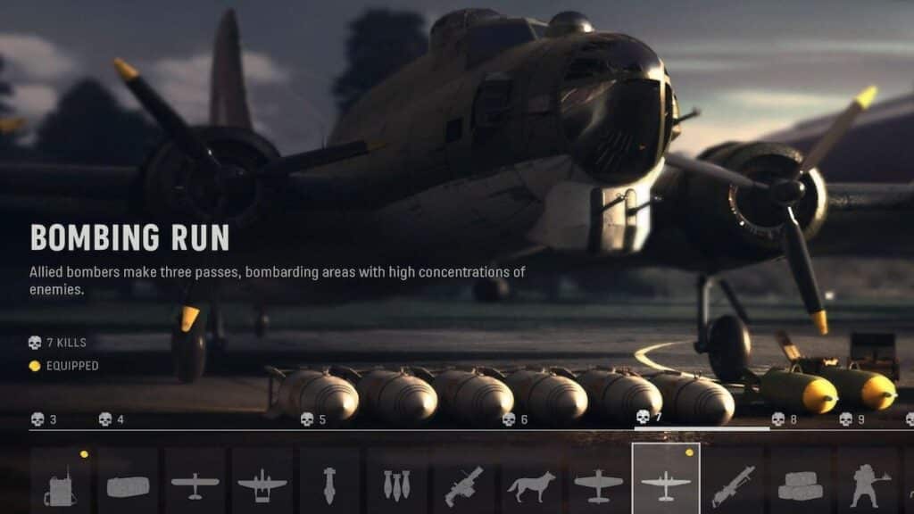 Bombing Run killstreak in Vanguard killstreak selection screen.