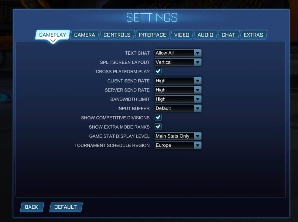 Rocket League's Cross-Platform Play setting